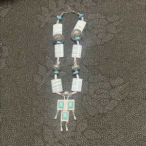 Silver but not Sterling and Blue Beaded Necklace